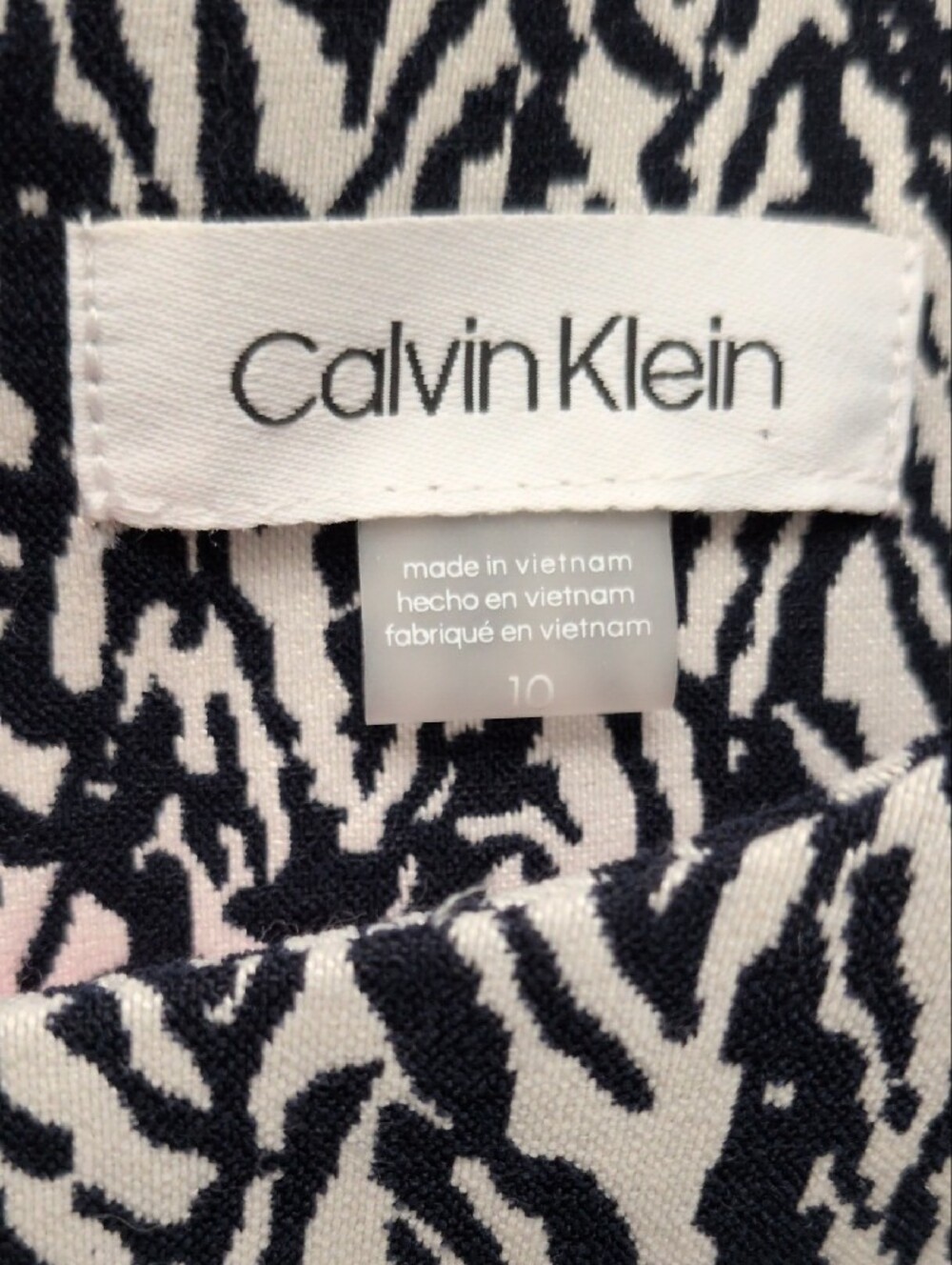 Calvin Klein Navy and White Printed Sleevless Dress - Picture 2 of 6